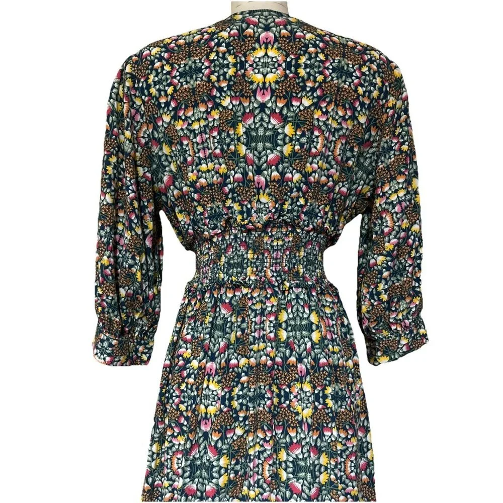 EVIE Green Floral Midi Dress Women’s size M Boho Festival Cottagecore - Picture 11 of 14